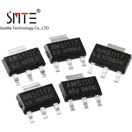 10Pcs/lot AMS1117 1.2V 1.5V 1.8V 2.5V 3.3V 5V ADJ SOT223 LDO Voltage Regulators IC New
