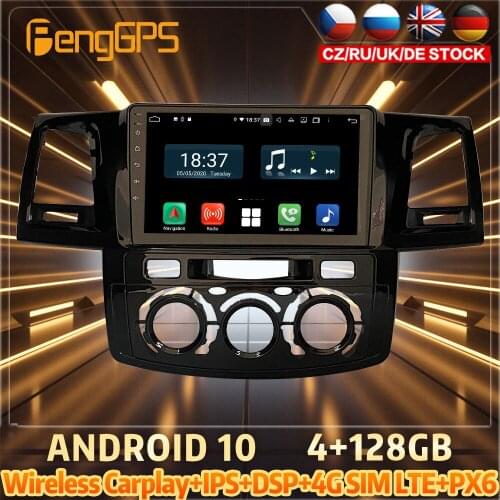 128G Android10 PX6 DSP For Toyota Hilux fortuner MT 2008 Car DVD GPS Navigation Auto Radio Stereo Multifunction CarPlay HeadUnit