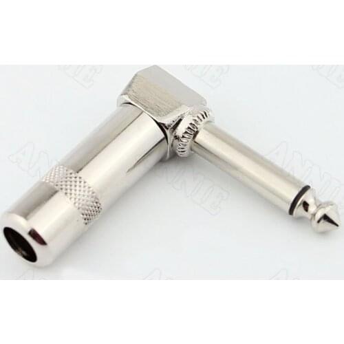 30pcs/lot 6.35 Metal Mono Track Audio Plug 2 Pin 6.5 Microphone Solder Socket Bent Type