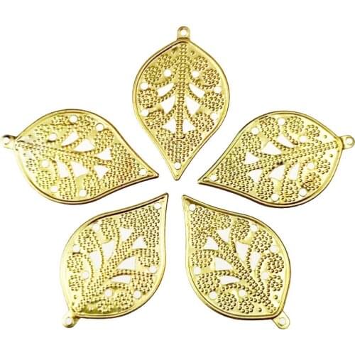 50pcs 16x28mm Metal Filigree leaf Wraps Crafts Gift Decoration DIY Cosplay Bridal hair accessories Wholesale Charms
