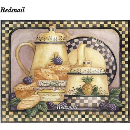 5d diy diamond painting still life Fruit bread kitchen decorative diamond embroidery mosaic full drill square round EE583