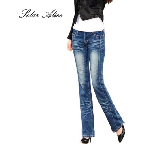 Promotion womens Bell bottom jeans plus size female slim cotton denim trousers water wash denim pants flares free shipping
