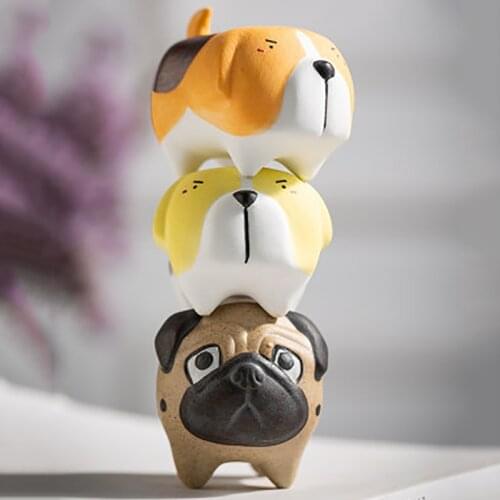 Home Decoration Accessories Adornos Para Casa Cute Creative Ceramic Dog Desktop Small Ornaments Car Girls Send Boys Day Gifts