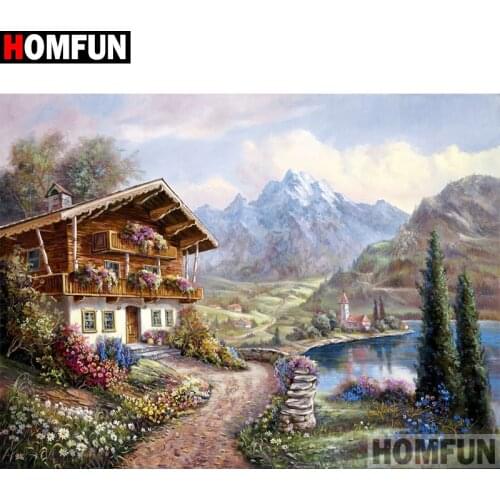 HOMFUN Full Square/Round Drill 5D DIY Diamond Painting "House landscape" Embroidery Cross Stitch 5D Home Decor Gift A30027