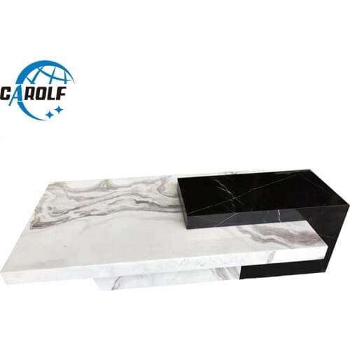 2019 new product white and black marble coffee table design home furniture rectangular center table modern sitting room tables