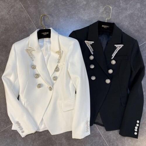 Heavy industry autumn small fragrance temperament ol small suit women double breasted slim waist blazer