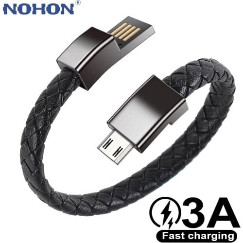Bracelet Micro USB Cable For Samsung A10 Xiaomi Redmi Note 4x Android Microusb Phone 3A Fast Charge Cord Charger Data Short Wire