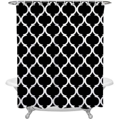 Black Morocco Geometry Shower Curtain Home Bath Decorative Waterproof Polyester Fabric Bathroom Curtain