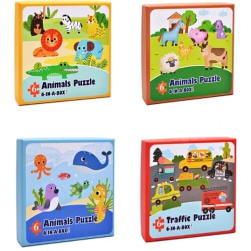 New Baby Learning Toys Montessori Wooden Puzzle Hand Grab Board Early Educational Toy Cartoon Animal Puzzle Kids