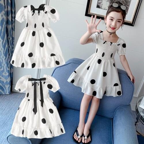 Kids Dresses for Girls Cotton Dot Party Dress Casual Girls Summer Dress 4 5 6 7 8 9 10 11 12 Years Children Girls Teen Clothing