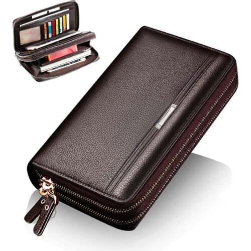 Men Clutches PU Leather Short Wallet with Zipper Coin Pocket Vintage Big Capacity Male Short Money Purse Card Holder New Handbag
