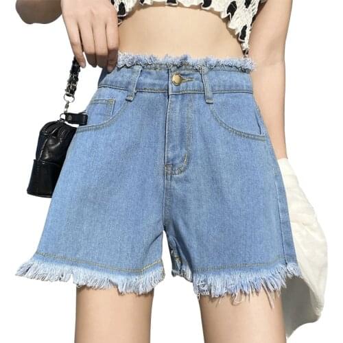Womens Denim Shorts Classic Vintage Wide Leg Female Casual Summer High Waist Ladies Shorts Jeans For Women
