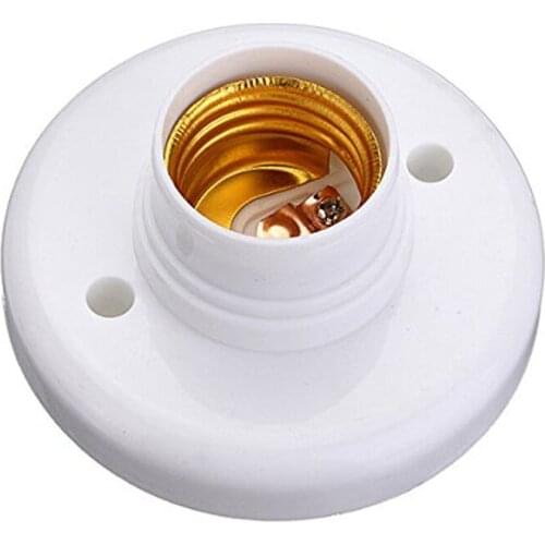 E27 Round Plastic Base Screw Light Bulb Lamp Socket Holder White