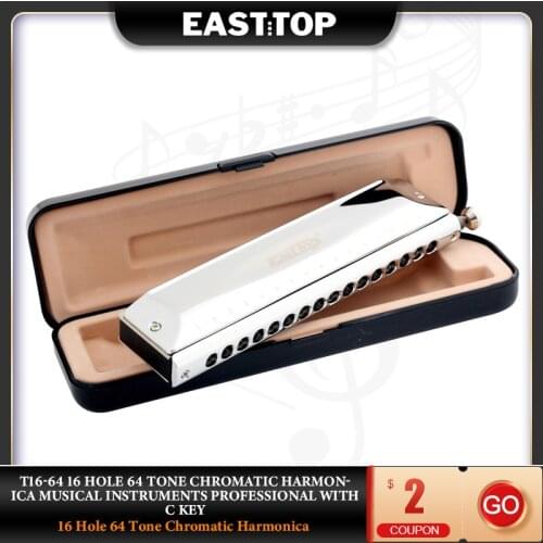 T16-64 EASTTOP 16 hole 64 tone chromatic harmonica professional performance with C Key (Including accessories)