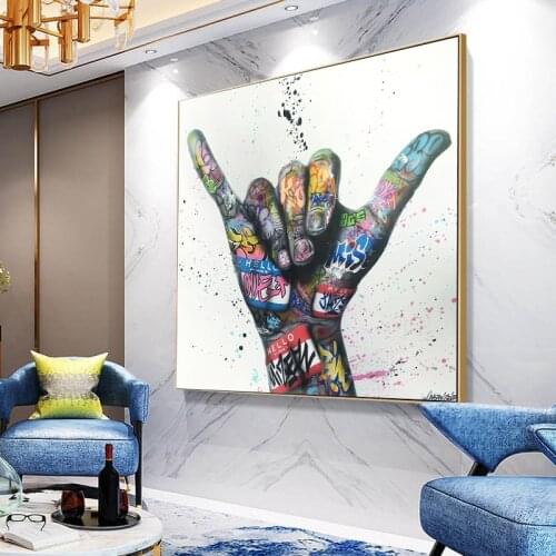 Canvas Painting Posters Colored Personality Finger Graffiti Print on Canvas Wall Art Picture for Living Room Home Decor Drop