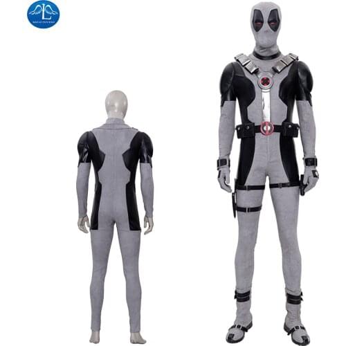 ManLuYunXiao Deadpool Cosplay Costume Grey Deadpool Jumpsuit Custom Made Wade Winston Wilson Outfit Halloween Adult Men Gray
