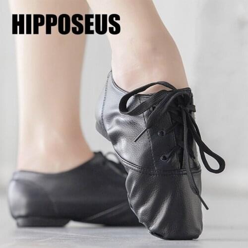 HIPPOSEUS Dance Shoes Leather Jazz Slip Women Latin Modern Tango Salsa Dance Sneakers Men Sports Soft Boots Jazz Dancing Shoes
