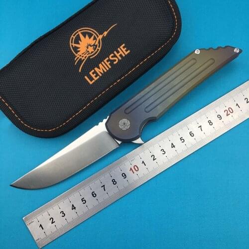 LEMIFSHE Custom 1025 folding knife s35vn steel TC4 titanium alloy handle outdoor camping hunting pocket kitchen fruit knife EDC