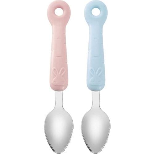 Scraper Spoon Comfortable to Grip Fruit Puree Tool Stainless Steel Children Baby Apple Puree Spoon for Toddler