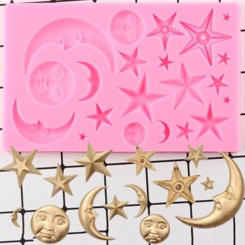Moon Star Sun Smiley Face Cake Border Fondant Mold Candy Clay Chocolate Silicone Mould Party Cookie Baking Cake Decorating Tools