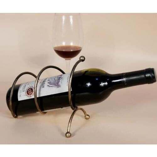 Metal Red Wine Rack Bronze Iron Wheels Design Wine Holder Home Bar Decor Shelf Display Beer Whisky Wine Bottles Holders
