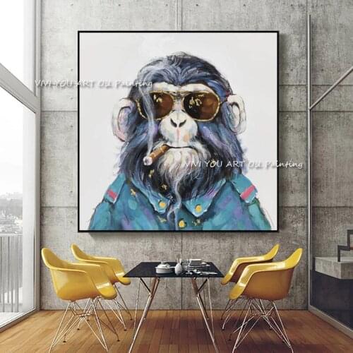 The Fashion Funny Animal Art Handmade Abstract Art Oil Painting On Canvas Modern Painting For Home Decoration Glasses Orangutan