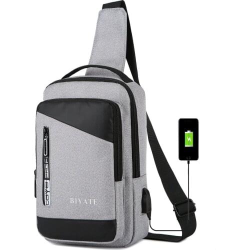 Tilorraine mens large capacity personalized single shoulder cross bag USB charging outdoor sports multifunctional chest bag