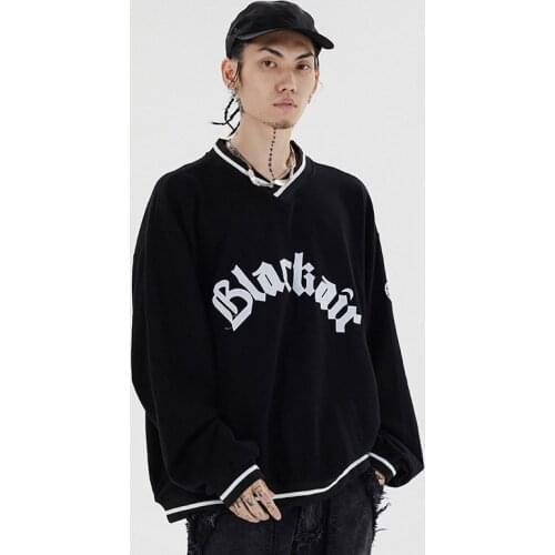 Mens Sweatshirt 2020 Autumn and Winter New Products Mens Hoodies Clothing Letter Embroidery V-neck Loose Baseball Uniform