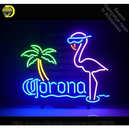 Neon Sign Coron Extra Pink Flamingo neon Light Sign Handcrafted Real Glass Tubes customized LOGO retro Dropshippin Neon Lamps