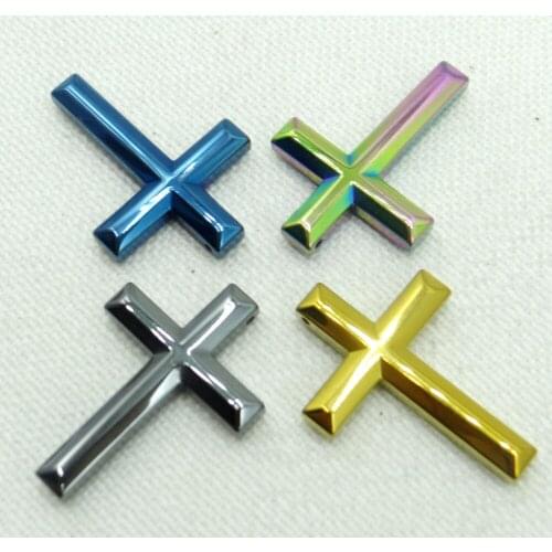 New Fashion DIY Jewelry Making Necklace Accessories titanium Hematite Cross Gem Charms Pendant 1Pcs