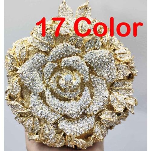 Roundness Flower Crystal Clutch Bags Party Wedding Purse Bridal Handbags Women Pochette Wristlets Bags SC628