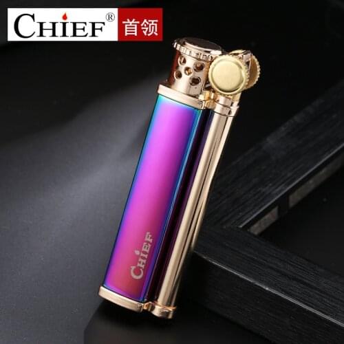 CHIEF original pure copper kerosene lighter creative columnar Mini portable smoking gift oil windproof grinding wheel vintage