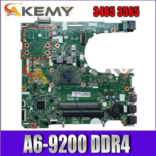 Original Mainboard CN-0NV2JC FOR DELL Inspiron 3465 3565 Laptop motherboard 16808-1 395RH with A6-9200 DDR4 100% Fully Tested