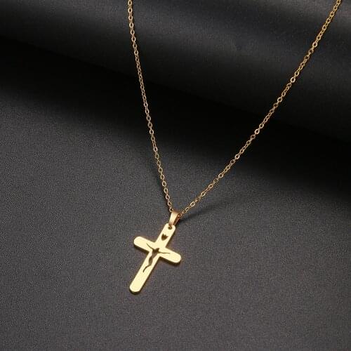 DOTIFI 316L Stainless Steel Necklace Simple Classic Fashion Jesus Cross Antique Chain Necklaces For Women Jewelry Gifts