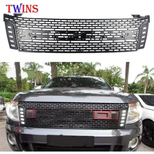 FIT FOR FORD WILDTRAK RANGER T6 RACING GRILLS 2012-2014 GRILL FRONT BUMPER MASK WITH LED DRL PICKUP