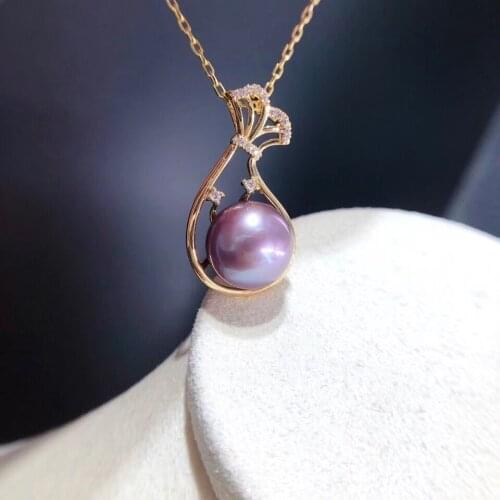 D109 Pearls Pendants Fine Jewelry 9-10mm Natural Fresh Water Purple Pearls Pendants Necklaces for Women FIne Pearls Pendants