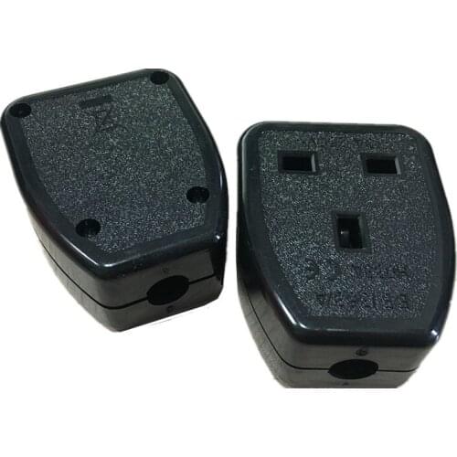 Supply Black Grounded 250V UK universal 13A mains female socket 3 Pin BS1363 adaptor POWER cable connector wire converter