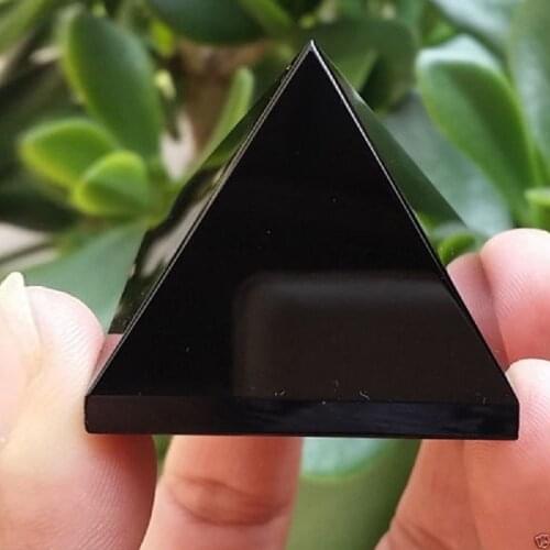 Natural Lustrous Surface Obsidian Pyramid Crystal Reiki Energy Healing Office Home Decor