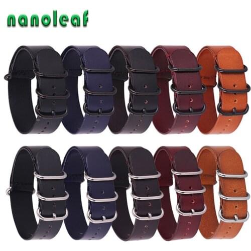 Leather Strap for NATO ZULU Style Watch Band 14MM 16MM 18MM 20MM 22MM 24MM Layer Cowhide Wristband for Men Women Bracelet