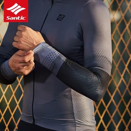 Santic Cycling Arm Sleeve Running High Elastic Arm Warmers MTB Road Bike Breathable Spring Summer Arm Sleeves For Sun Protection
