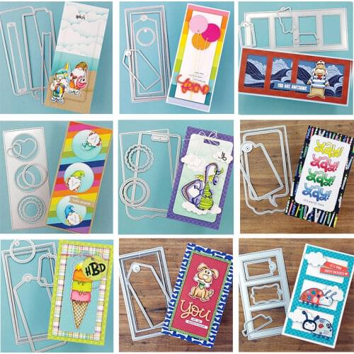Series Slimline Frames Tags Mini Cute Animals Clear Stamps and Dies Set for DIY Scrapbooking Crafts Paper Cards Making 2021 New