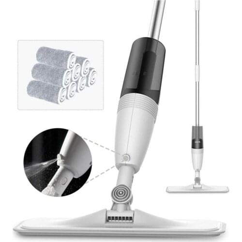 Floor Mop with 360 Rotating Water Spray Flat Mop Microfiber Mop Home Floor Mop Pads Wet or Dry Laminate Household Cleaning Tool