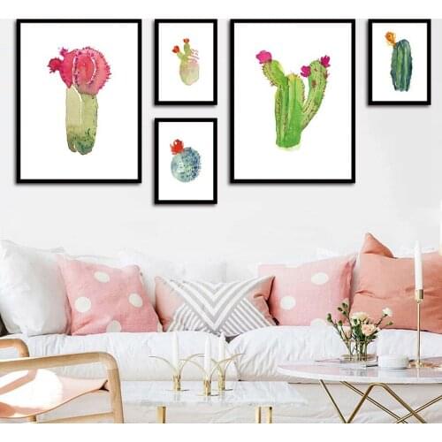 Plant Cactus Red Flower Modern Canvas Painting Wall Art Painting Home Decor Picture for Living Room Home Decoration B5073