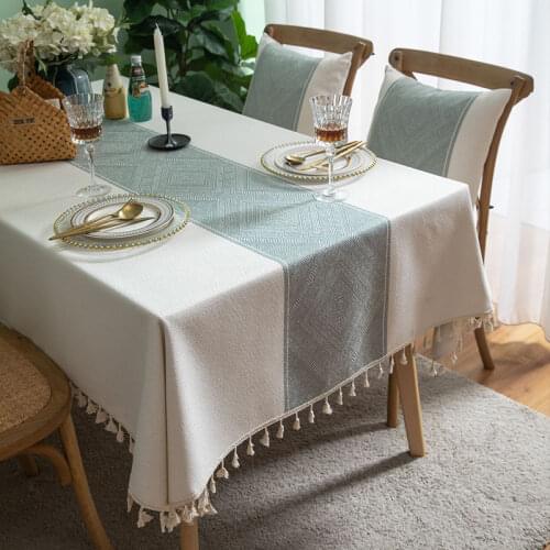 Yi Manqi Yun Japanese Imitation Cotton And Linen Diamond Jacquard Tablecloth Literary Round Table Dining Table Cloth Rectangle