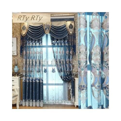 Blackout Curtains In New Living Room with European Luxury Custom Bedroom Valance Curtains embroidery shade decorative curtains