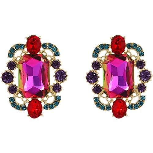 ZHINI Fashion Rainbow Multi Color Rhinestone Dangle Earrings for Women Ethnic Gothic 3 Colors Statement Earring 2021 brincos