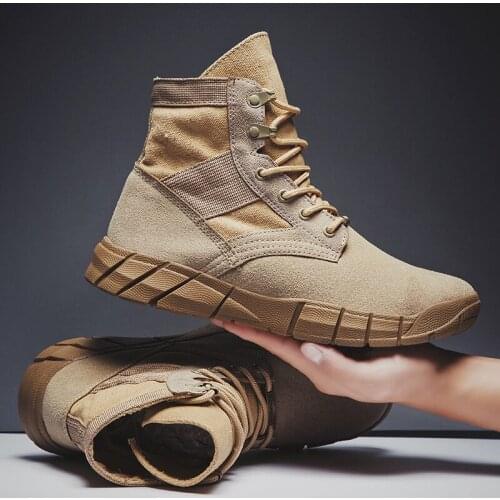 Winter Faux Suede Mans Military boot Slip Resistant Army Mens Soldier Ankle Boot Male Canvas Webbing Safety Work Shoes