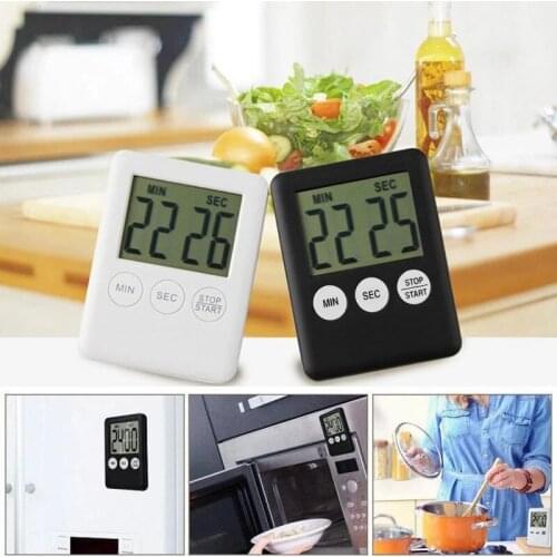 1 Piece 8-color Ultra-thin LCD Digital Screen Kitchen Timer Square Cooking Countdown Alarm Clock Magnet Clock Sports Work Tool
