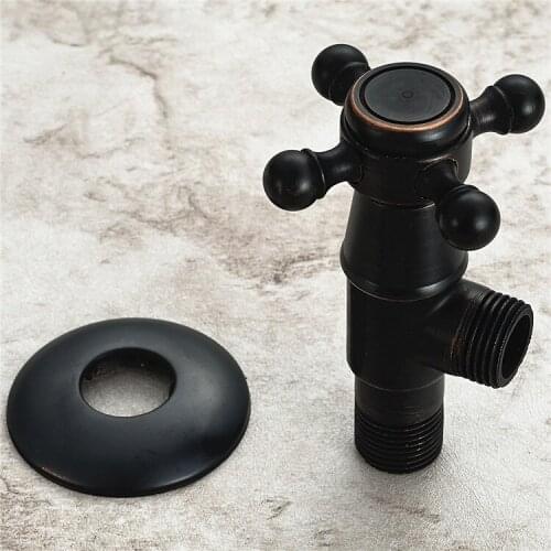 1 Pcs Black Oil Rubbed Brass Bathroom Hardware Accessories 1/2" male Angle Stop Valve Dav011
