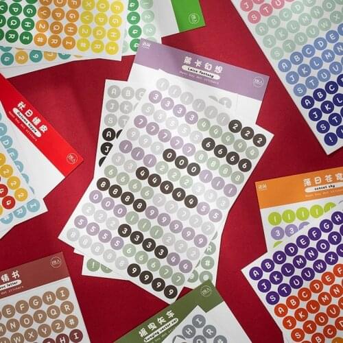 2pcs/set Kawaii Colorful Dot Stickers Stationery Moonlight Harbor Series Digital English Scrapbooking Decorative Label Stickers